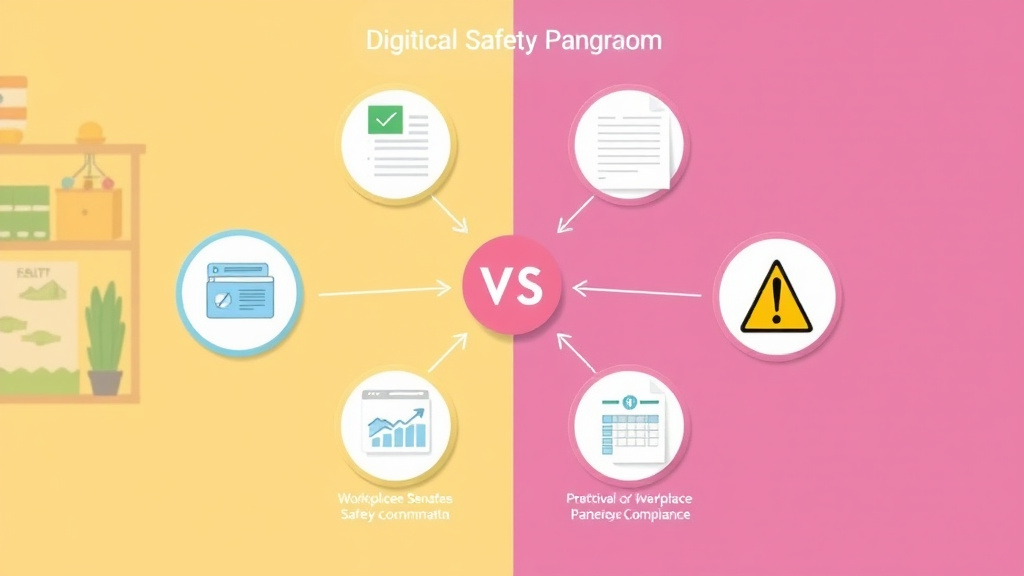 Action-oriented illustration showing how to apply digital VS Paper Safety Management