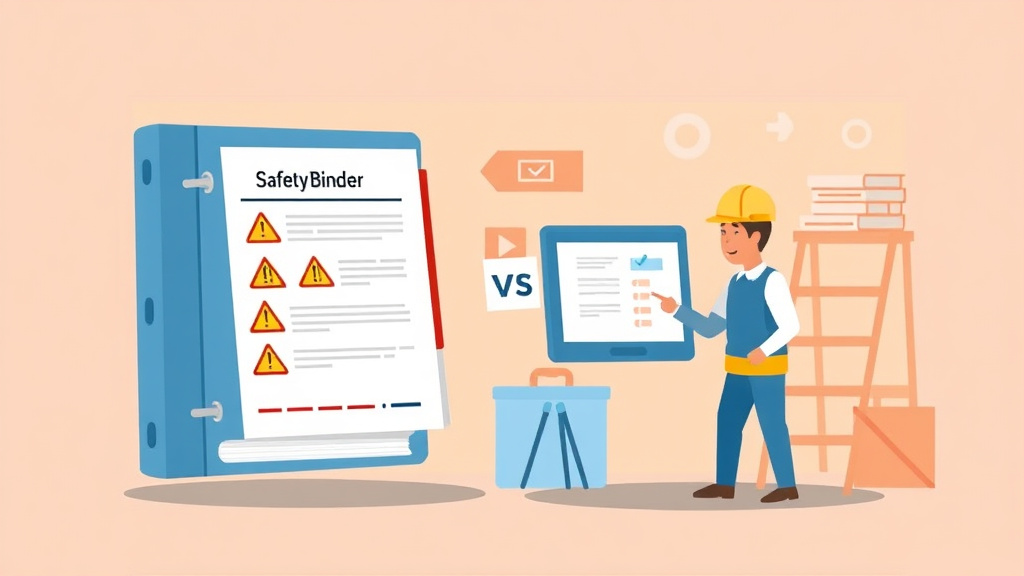 A professional illustration depicting safetyBinder VS Safesite