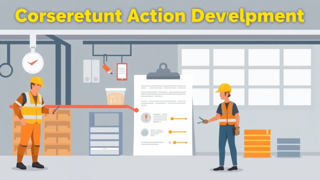 Visual overview of corrective Action Development with key concepts highlighted
