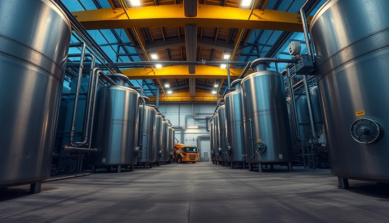 Industrial cold storage facility with large pressure vessels that may store PSM-covered chemicals