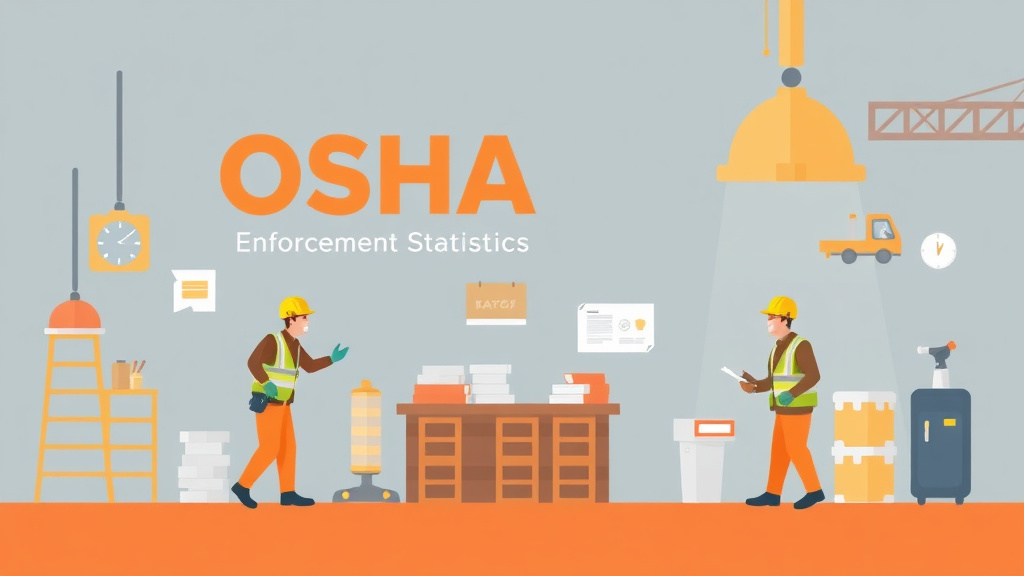 A professional illustration depicting OSHA Enforcement Statistics Trends