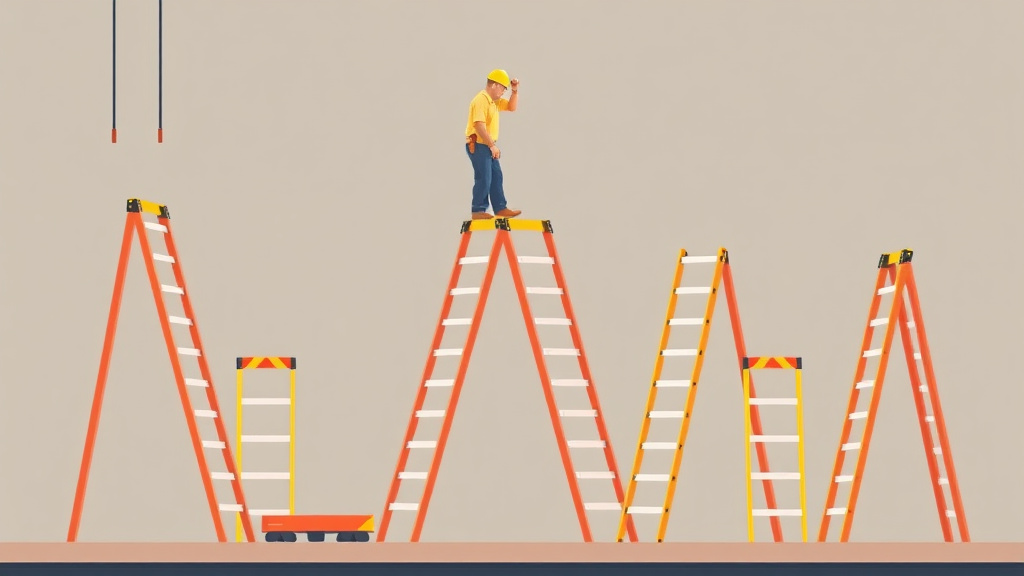 A professional illustration depicting OSHA Top Violation Ladders