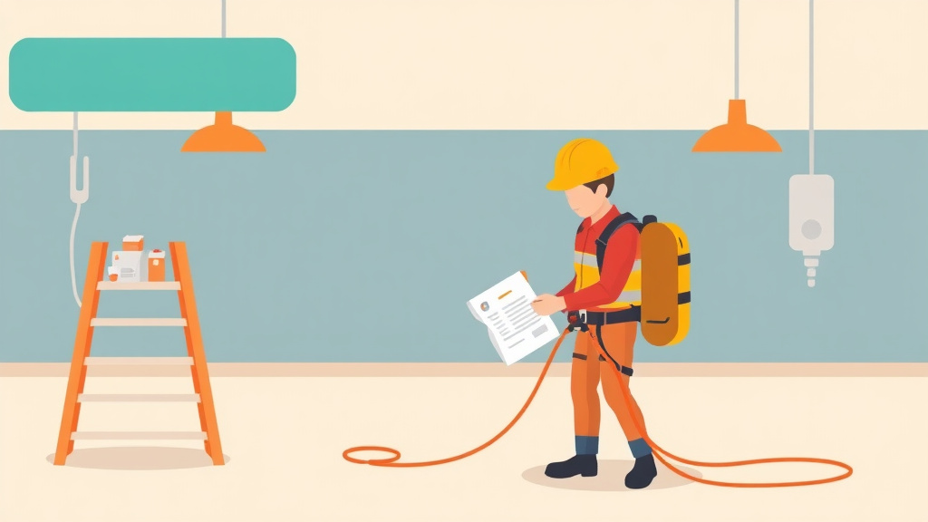 A professional illustration depicting self Retracting Lifeline Inspection