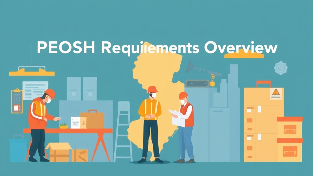 Visual overview of new Jersey NJ PEOSH Requirements Overview with key concepts highlighted