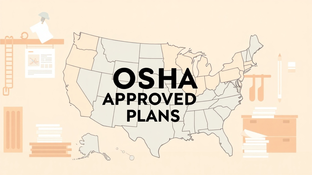 Visual overview of states with OSHA Approved Plans with key concepts highlighted