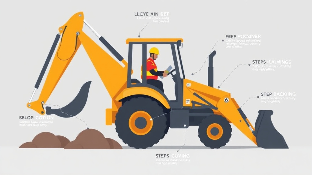 Action-oriented illustration showing how to apply backhoe Safety