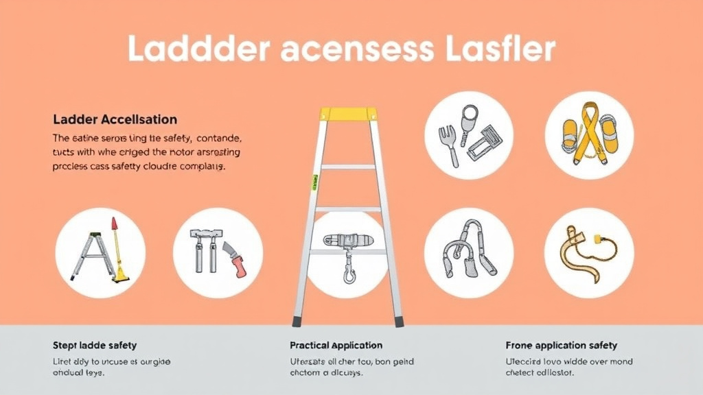 Action-oriented illustration showing how to apply ladder Accessories Safety