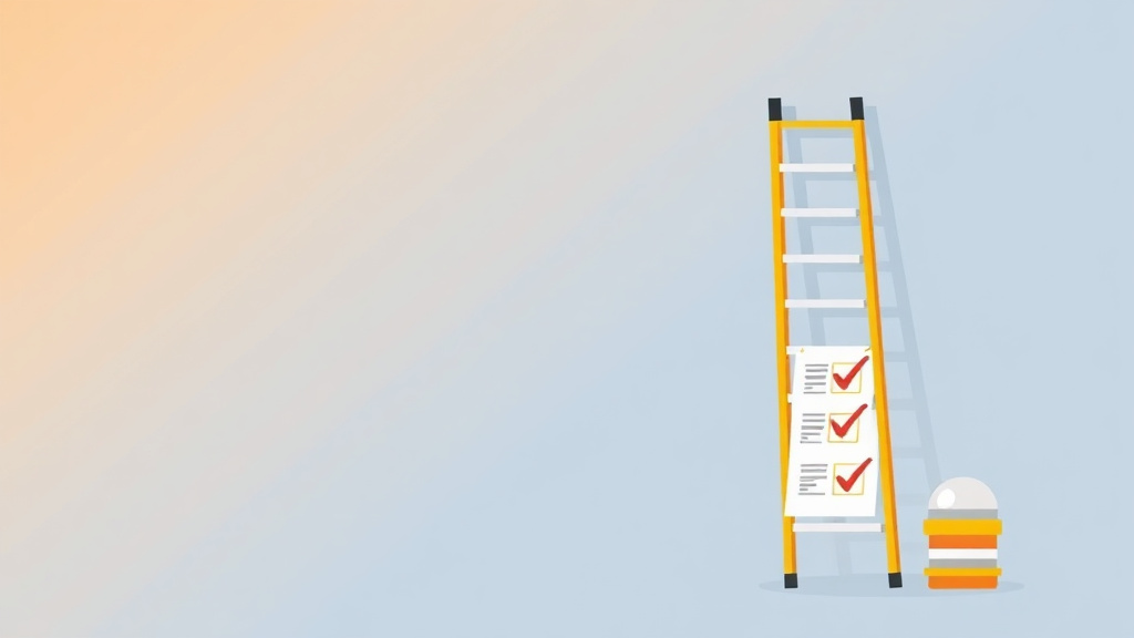 Clear illustration of ladder Inspection Checklist with supporting details