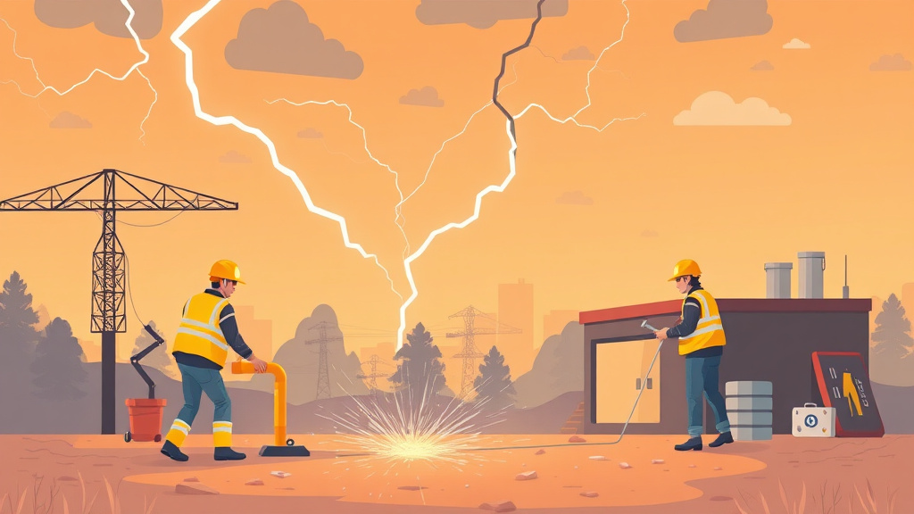 A professional illustration depicting lightning Safety Outdoor Work