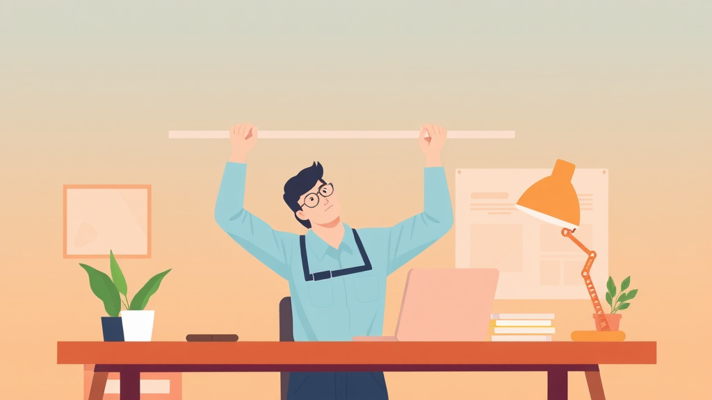 A professional illustration depicting overhead Work Ergonomics