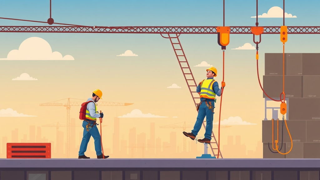 A professional illustration depicting personal Fall Arrest Systems