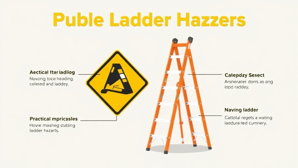 Action-oriented illustration showing how to apply portable Ladder Hazards