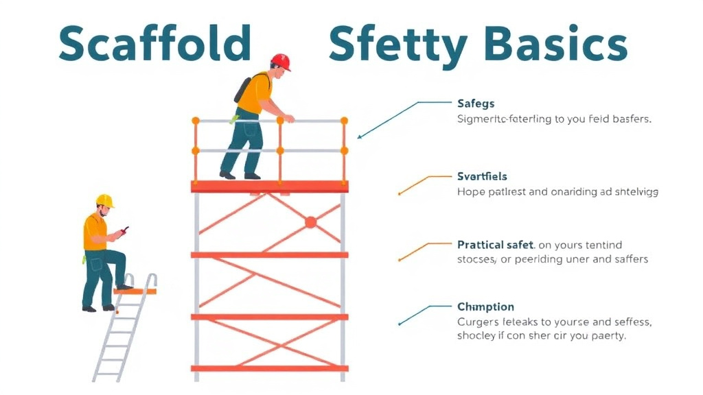 Action-oriented illustration showing how to apply scaffold Safety Basics