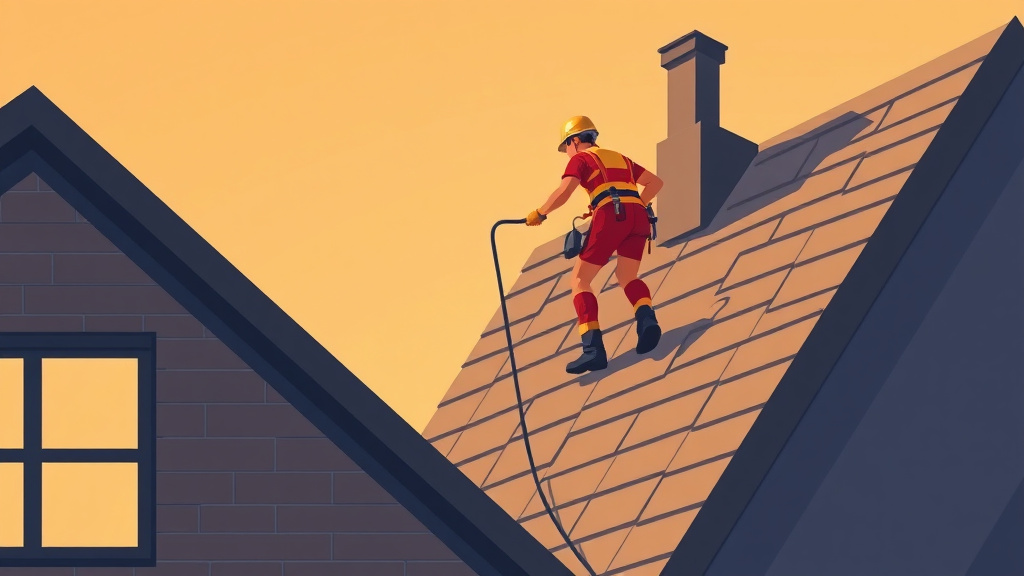 A professional illustration depicting steep Roof Fall Protection