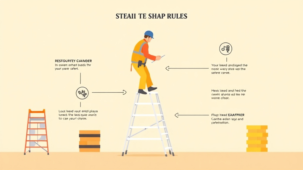 Illustration breaking down the fundamentals of stepladder Safety Rules