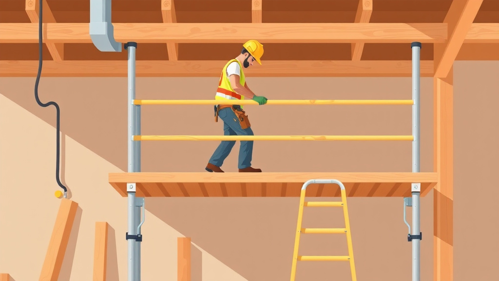 Clear illustration of carpenter Scaffold Safety with supporting details