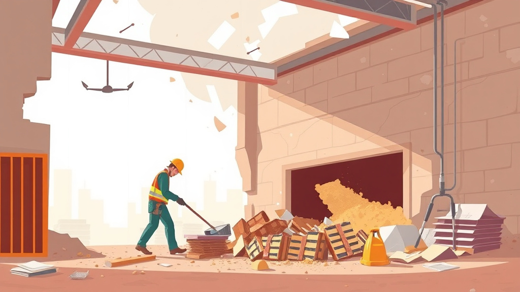 A professional illustration depicting demolition Asbestos Abatement