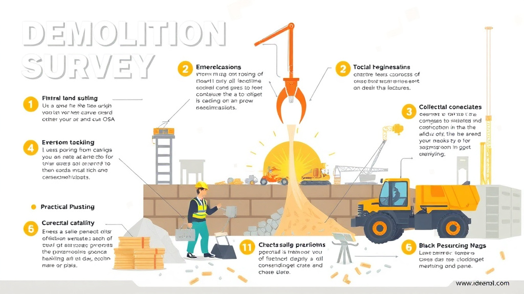 Action-oriented illustration showing how to apply demolition Engineering Survey