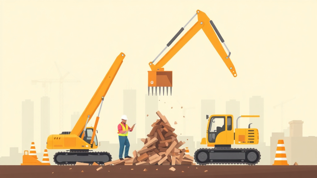 A professional illustration depicting demolition Equipment Safety