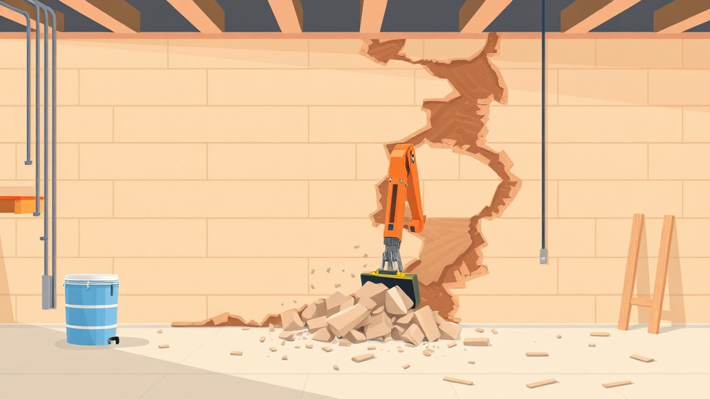 A professional illustration depicting demolition Floor Wall Removal