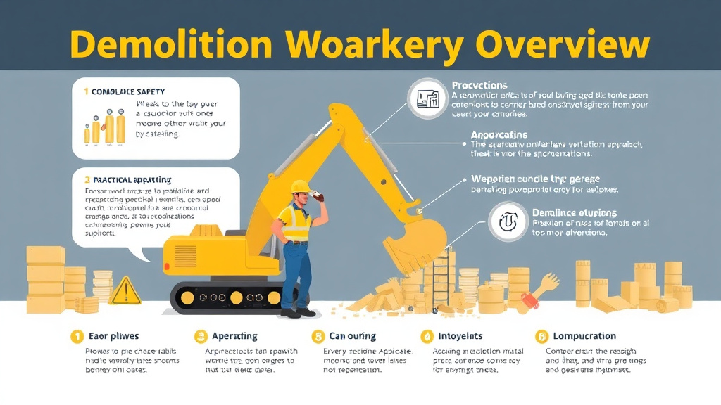 Action-oriented illustration showing how to apply demolition Worker Safety Overview