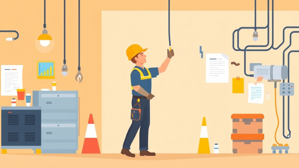 A professional illustration depicting electrician Commercial Safety