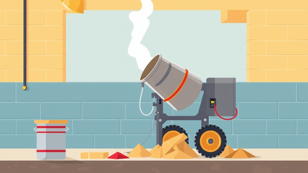 A professional illustration depicting mason Mortar Mixer Safety