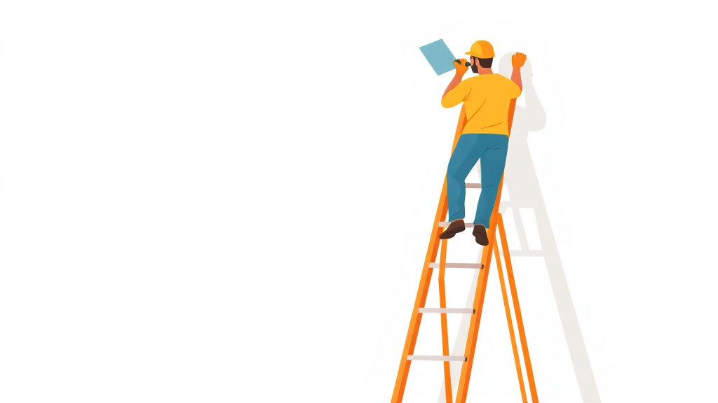 A professional illustration depicting painter Ladder Safety