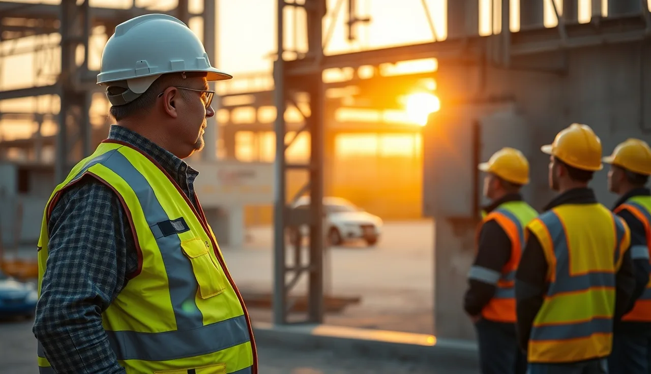 Supervisor leading an electrical safety toolbox talk near a site panel