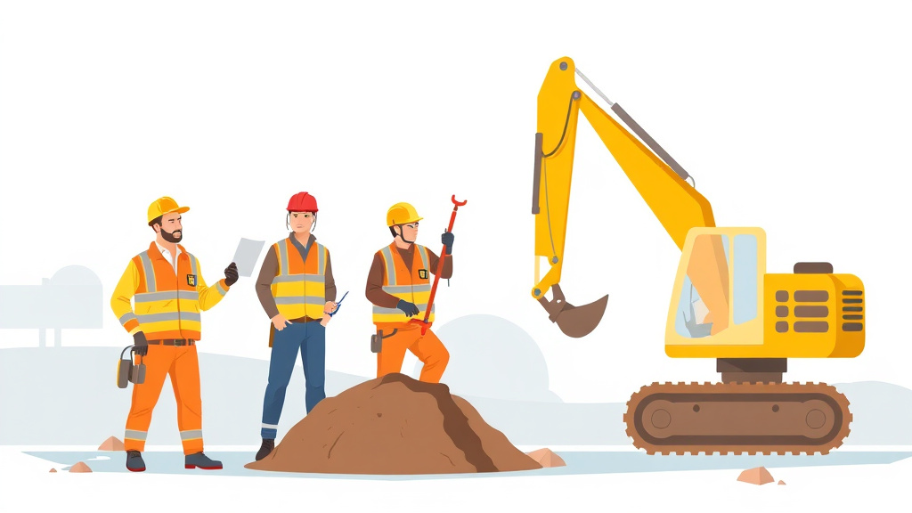 Visual overview of excavation Safety Training Workers with key concepts highlighted