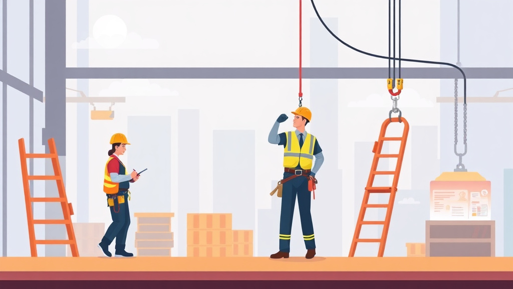 A professional illustration depicting fall Protection Training for Supervisors
