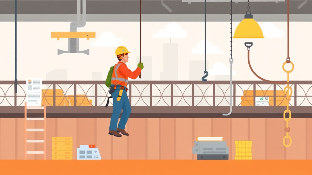 Educational graphic covering the essentials of fall Protection Training Requirements