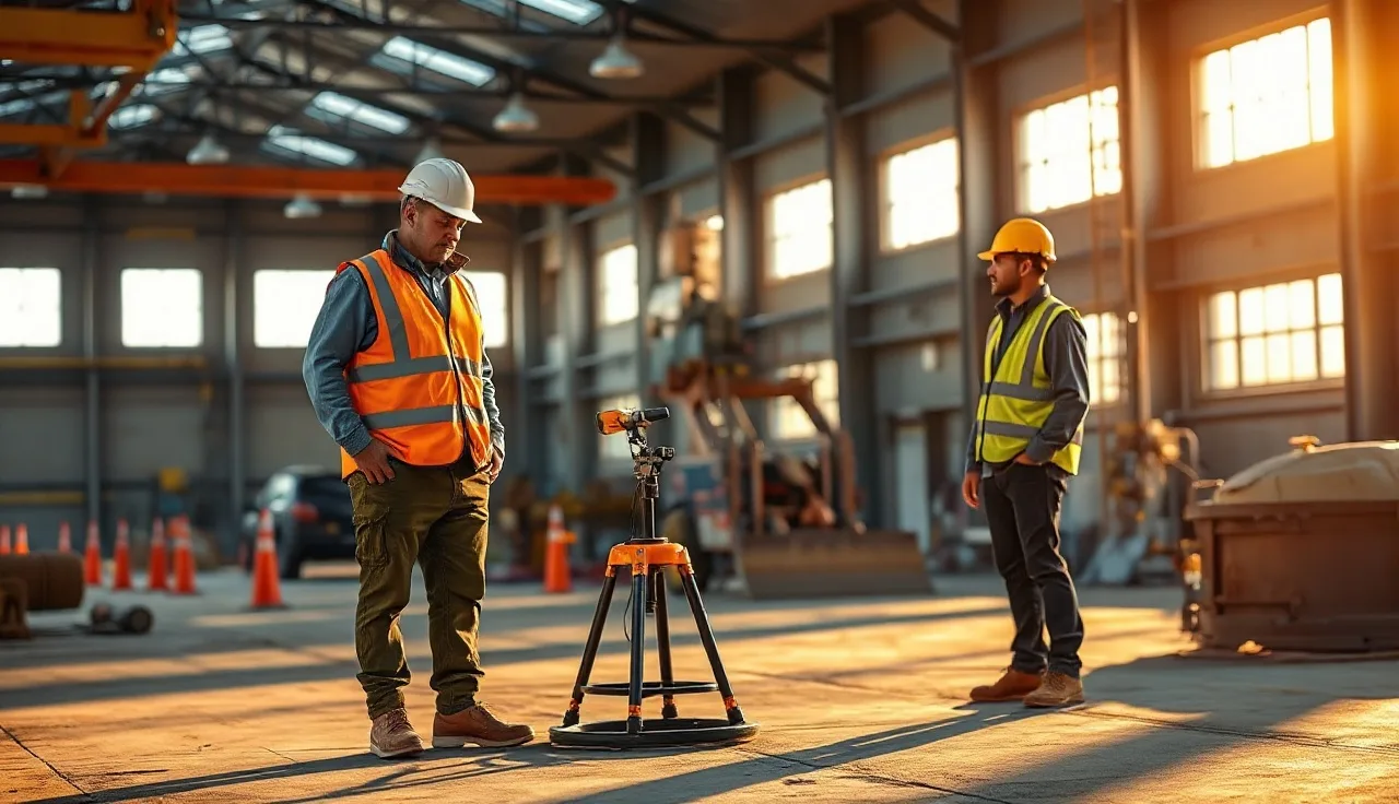 Worker and manager conducting a workplace safety inspection on an industrial floor