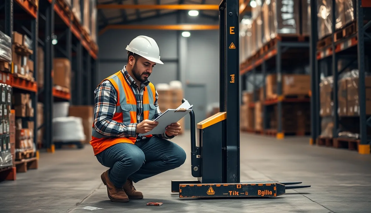 Warehouse worker filling out a hazard report form on a clipboard